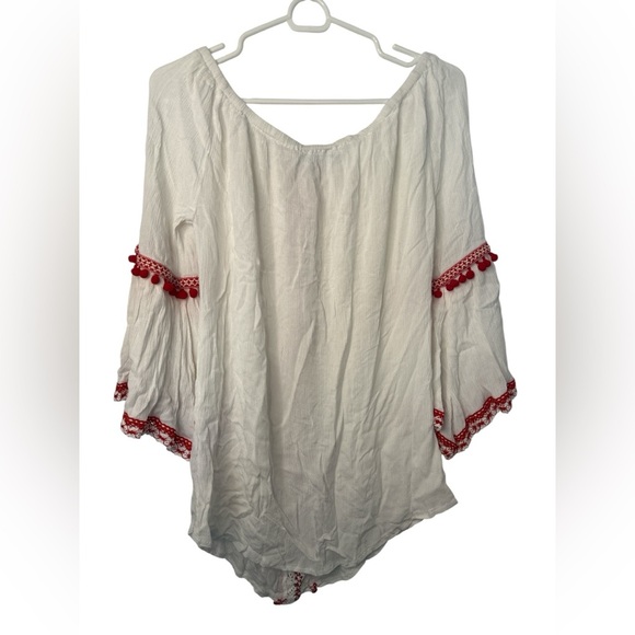 Solitaire Swim Coverup Medium White Red Crochet Top Dress - Picture 3 of 8